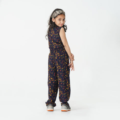 Navy Printed Dungaree